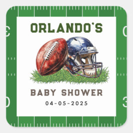 Football Baby Shower | A Little All Star Is On His Quadratischer Aufkleber