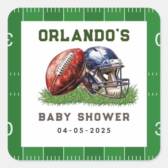 Football Baby Shower | A Little All Star Is On His Quadratischer Aufkleber (Vorderseite)