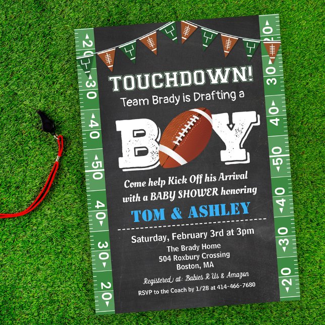 Football Baby Shower Chalkboard Invitation Einladung (Von Creator hochgeladen)