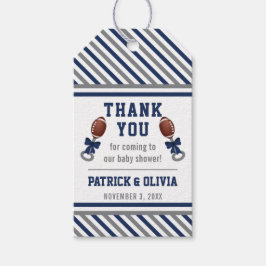 Football Baby Shower Fvor Tag, blau, grau Geschenkanhänger