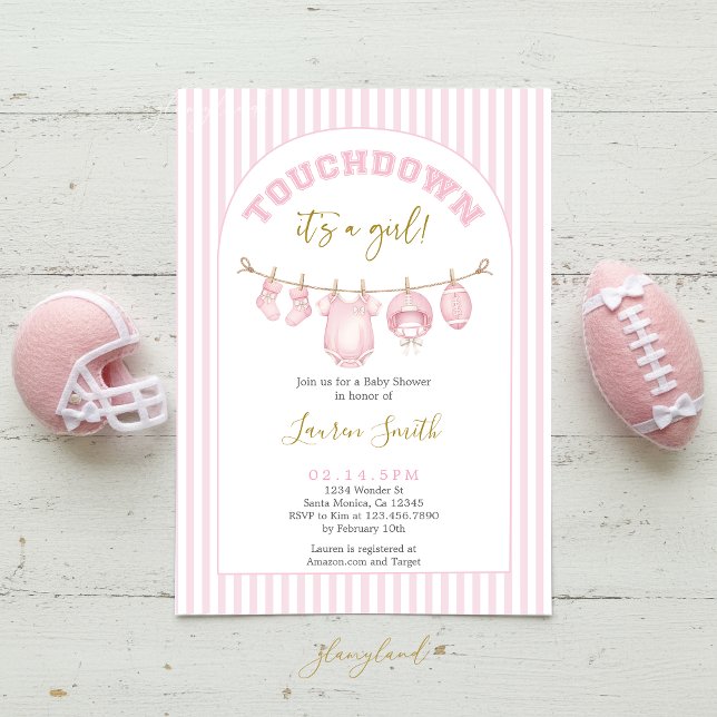 Football Baby Shower Girl Einladung (Von Creator hochgeladen)
