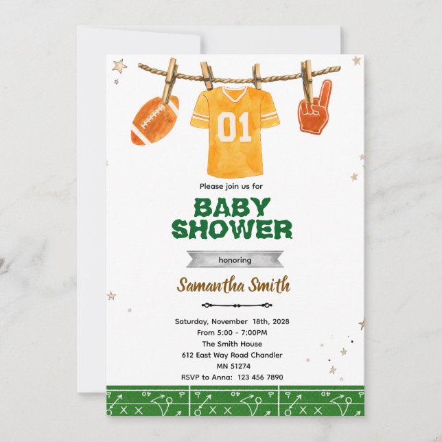 Football baby shower invitation einladung (Vorderseite)
