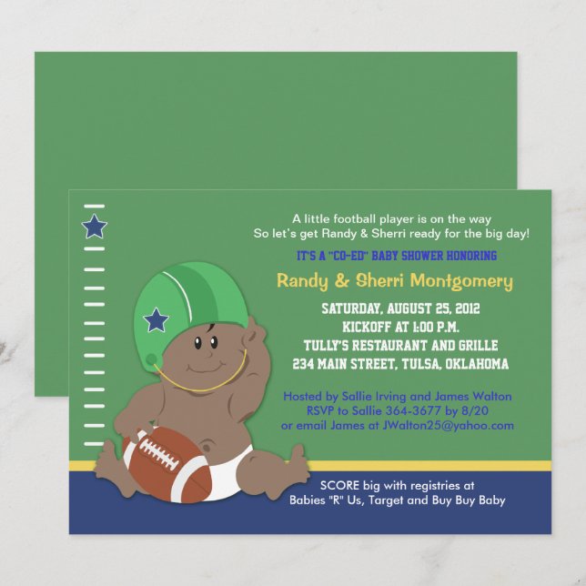 Football Baby Sports Thema Kinderdusche (#2) Einladung (Vorne/Hinten)