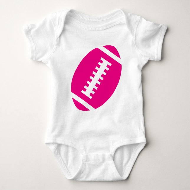 FOOTBALL BABY White | Vorderer Hot Pink Football Baby Strampler (Vorderseite)