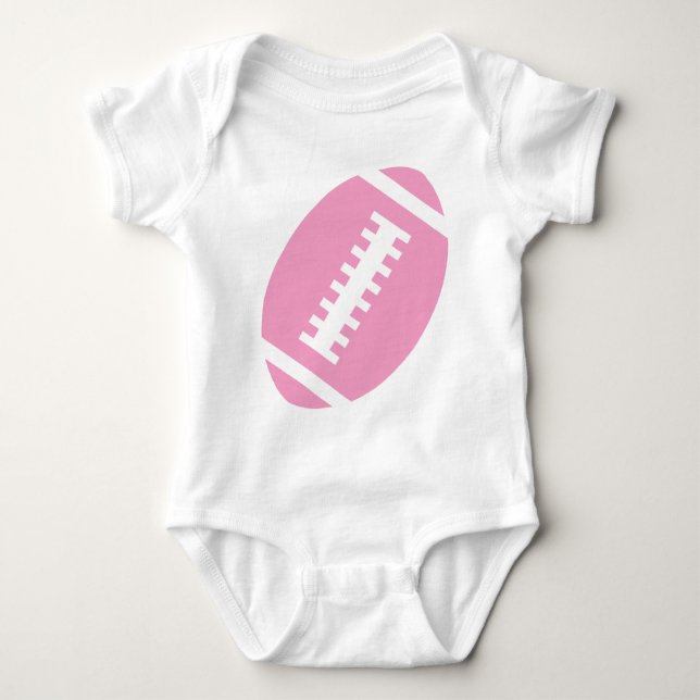 FOOTBALL BABY White | Vorderrosa Fußball Grafik Baby Strampler (Vorderseite)