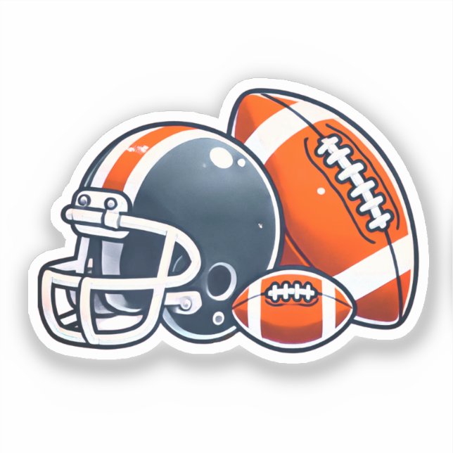 Football Ball Helm Cartoon Image Aufkleber (Vorderseite)