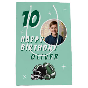 Football Ball Helmet Cartoon Foto Geburtstag Mittlere Geschenktüte