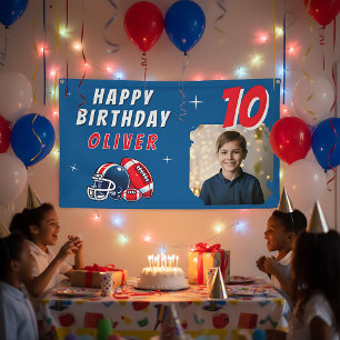 Football Ball Helmet Cartoon Foto Geburtstagsparty Banner