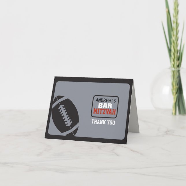 FOOTBALL Bar Mitzvah Einladung Danke Karte (Vorderseite)