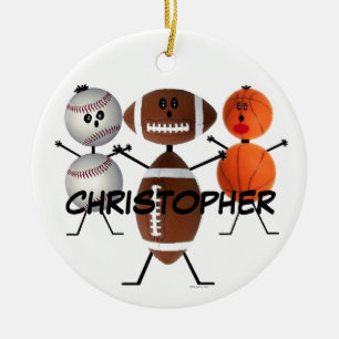 Football Basketball Baseball Cartoon Keramik Ornament