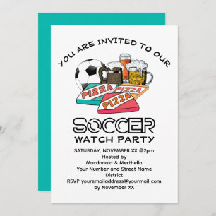 Football Beer Pizza SOCCER PARTY Einladung