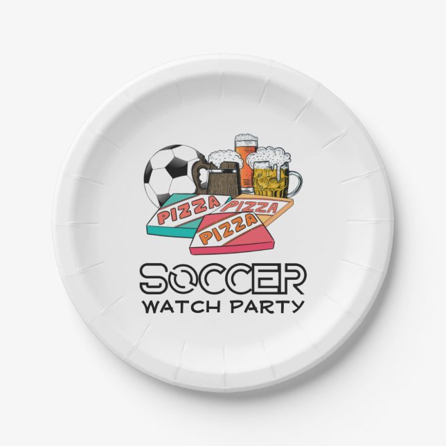 Football Beer Pizza SOCCER PARTY Pappteller (Vorderseite)
