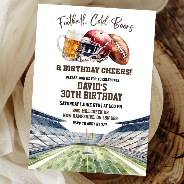 Football Beers Birthday Cheers Einladung (Von Creator hochgeladen)