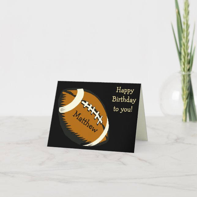 Football Black and Brown Birthday Karte (Vorderseite)