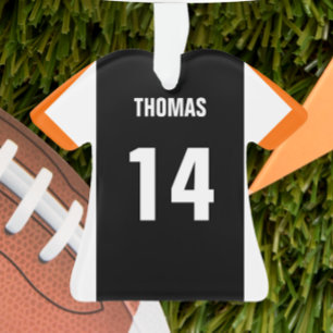 Football Black, Orange & White Jersey Ornament