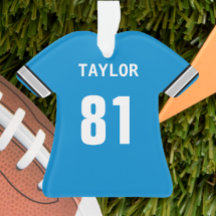 Football Blue Silver Black & White Jersey Ornament