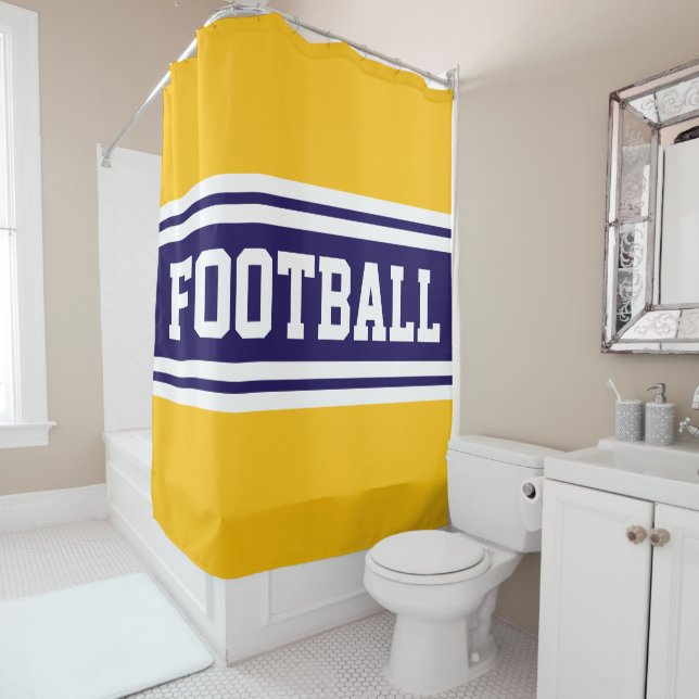 FOOTBALL Bright Blue White Orange Racing Streifen Duschvorhang (Beispiel)