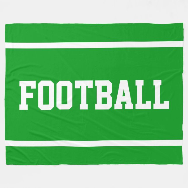 FOOTBALL Bright Green Sporty White Text Stripes Fleecedecke (Vorderseite (Horizontal))