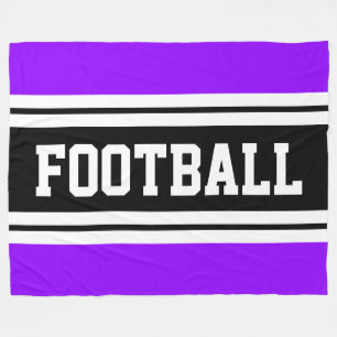 FOOTBALL Bright Lila Schwarz-weiße Racing Streifen Fleecedecke