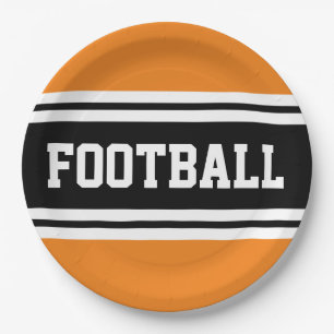 FOOTBALL Bright Orange Schwarz-weiß Racing Streife Pappteller