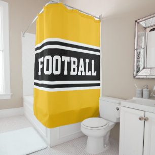 FOOTBALL Bright Yellow Schwarz-weiß Racing Streife Duschvorhang