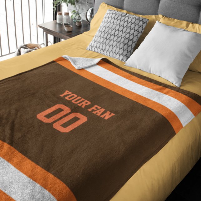 Football Brown, Orange & White Personalisiert Fleecedecke (Von Creator hochgeladen)