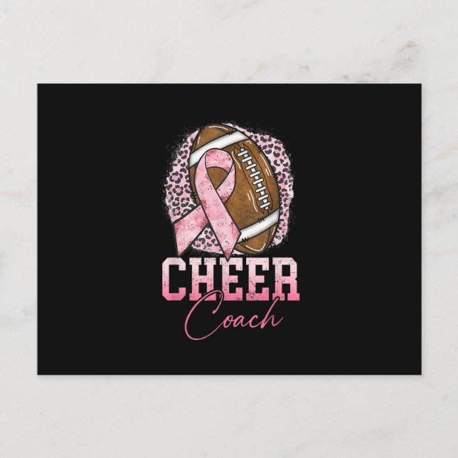 Football Cheer Coach Pink Ribbon Breast Cancer Awa Postkarte (Vorderseite)