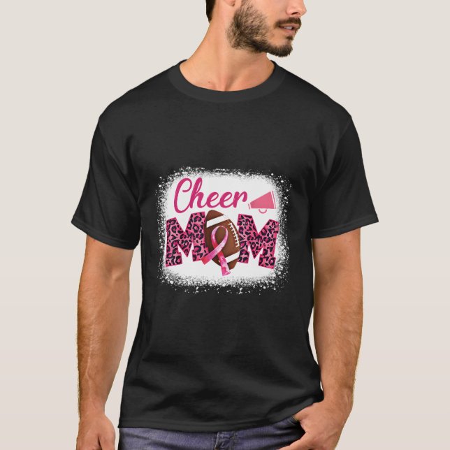 Football Cheer Mama K-Leopard Brustkrebs Awarene T-Shirt (Vorderseite)