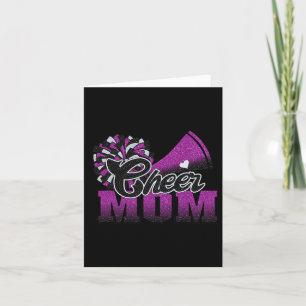 Football Cheer Mama Lila Black Pom Leopard Karte