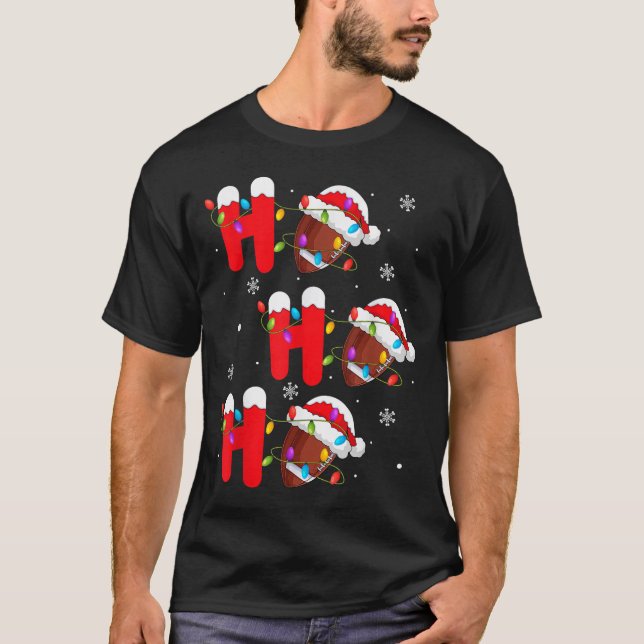 Football Christmas Ho Ho Ho Santa Srts Player Funn T-Shirt (Vorderseite)