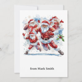 Football Christmas with Santa Claus Feiertagskarte