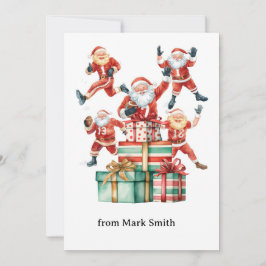 Football Christmas with Santa Claus Feiertagskarte