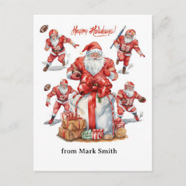Football Christmas with Santa Claus Feiertagspostkarte