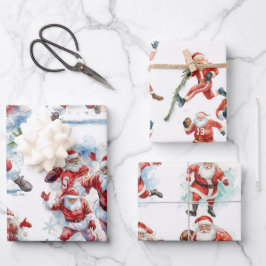 Football Christmas with Santa Claus Geschenkpapier Set