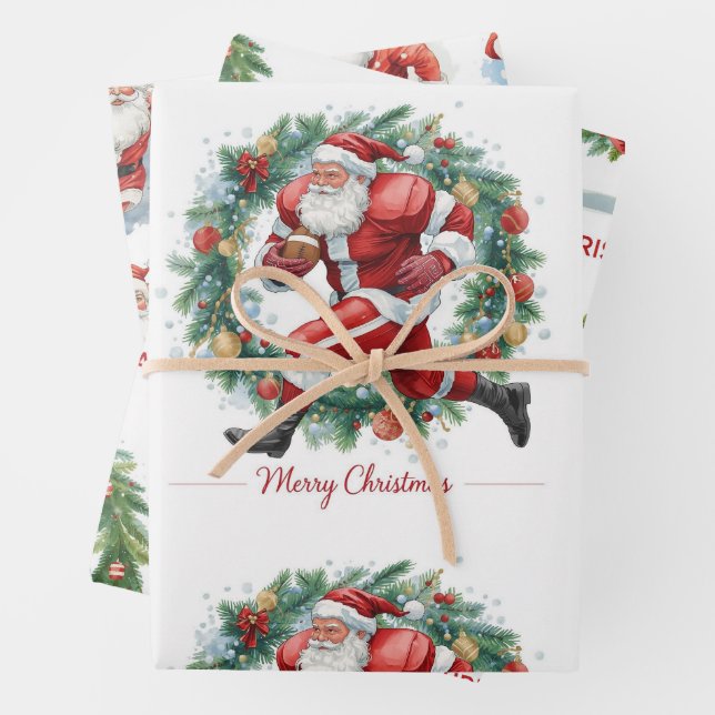 Football Christmas with Santa Claus Geschenkpapier Set (Beispiel)