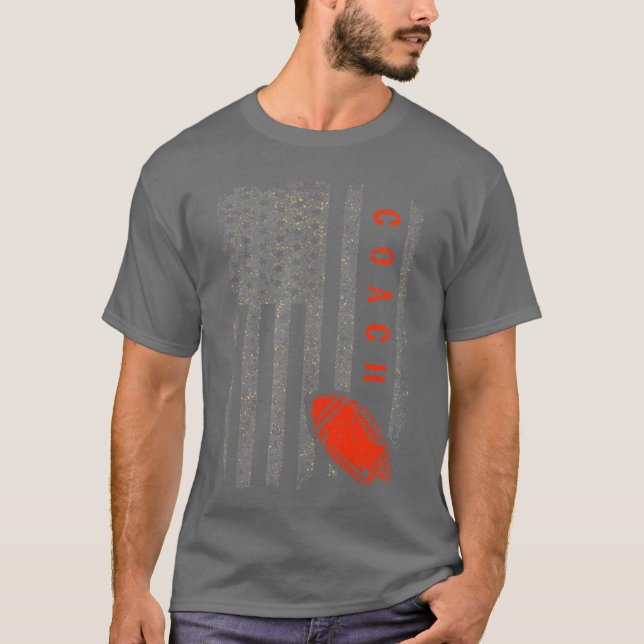 Football Coach American Flag Footballrainer Coachi T-Shirt (Vorderseite)