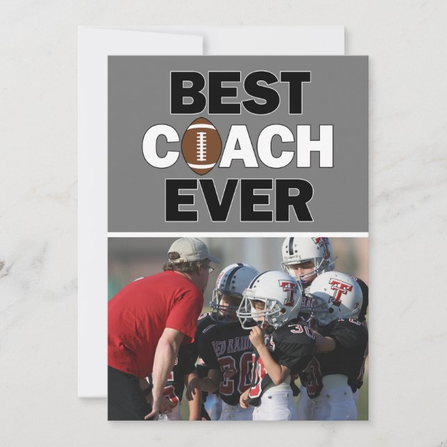 Football Coach Best Ever Custom Foto Vielen Dank Dankeskarte (Vorderseite)