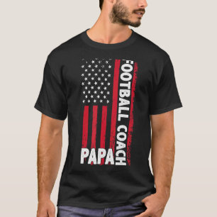 Football Coach Papa American Flag Vatertag T-Shirt