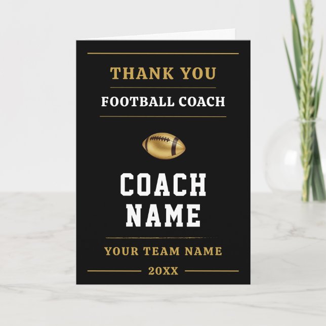 Football Coach Team Appreciation Gift Dankeskarte (Vorderseite)