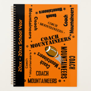 Football Coach Team Personalisiert Orange und Blac Planer
