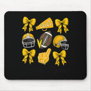 Football Coquette Bow Cheer Mama Gelb Mousepad