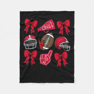 Football Coquette Bow Cheer Mama Red Fleecedecke