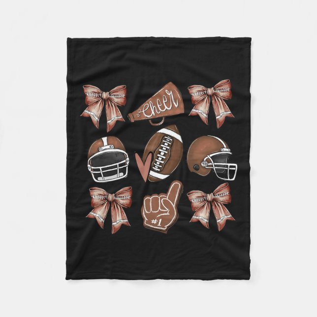 Football Coquette Bow Mama Game Day Fleecedecke (Vorderseite)
