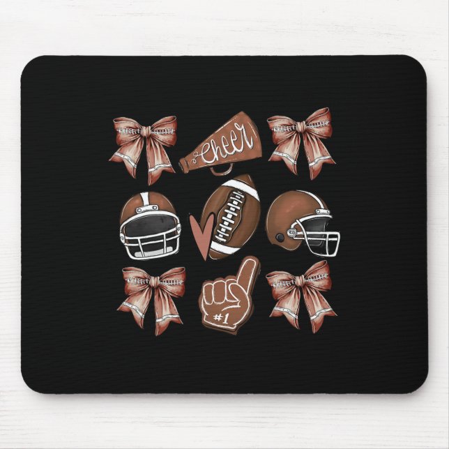 Football Coquette Bow Mama Game Day Mousepad (Vorne)