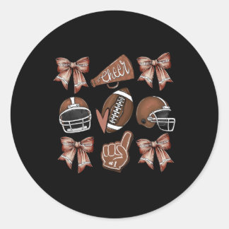 Football Coquette Bow Mama Game Day Runder Aufkleber