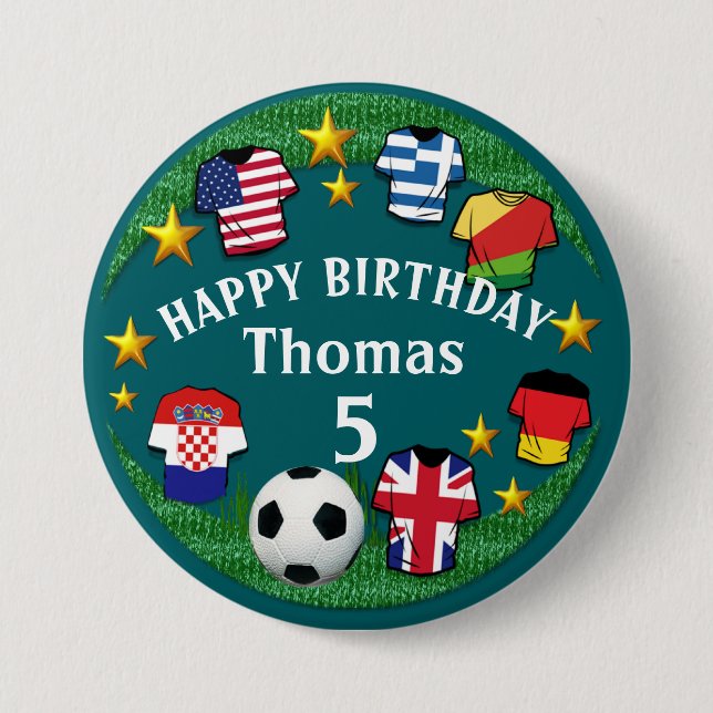 Football Custom Text Geburtsname Alter 3 cm Runde Button (Vorderseite)