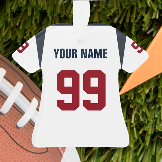 Football Deep Blue, Red & White Jersey Ornament (Von Creator hochgeladen)