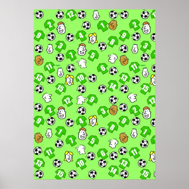 Football Design Wall Poster mit grünen Shirts (Vorne)