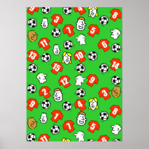 Football Design Wall Poster mit roten Shirts