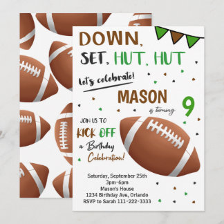 Football Down Set Hütte Geburtstag Einladung